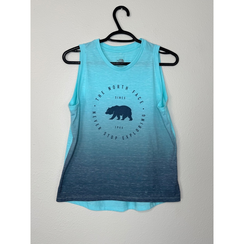 The North Face Girls XL 18/20 Blue Ombre Bear Graphic Tank Top A3NIG